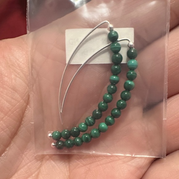 Silver Jeans Jewelry - Malachite Bead and 925 Drop Earrings - Unbranded